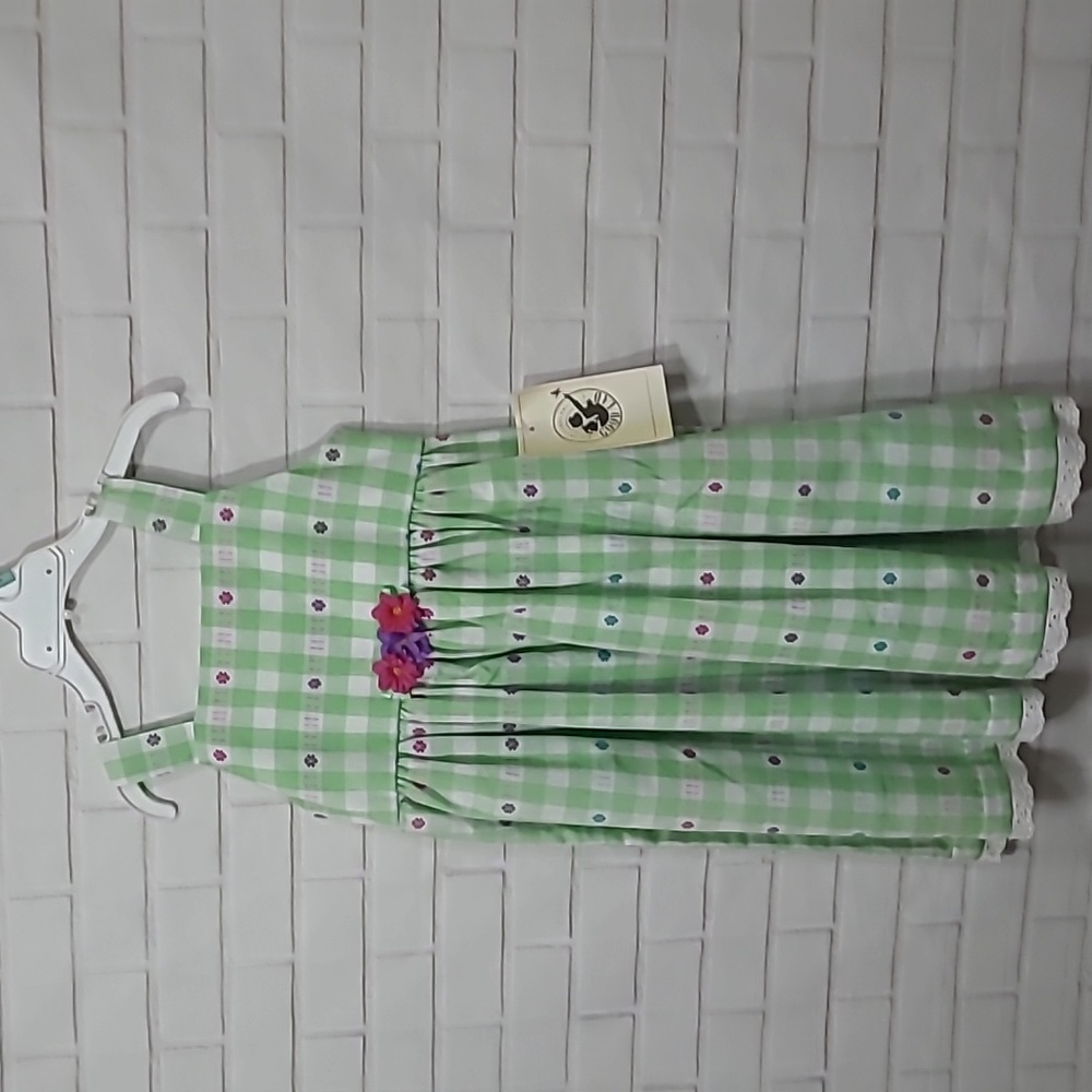 Good Lad girls green and white plaid dress
